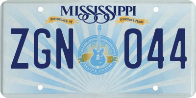 MS license plate ZGN044