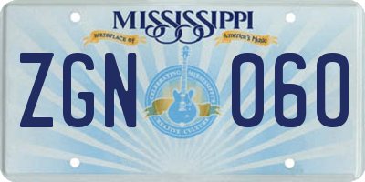 MS license plate ZGN060