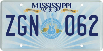 MS license plate ZGN062