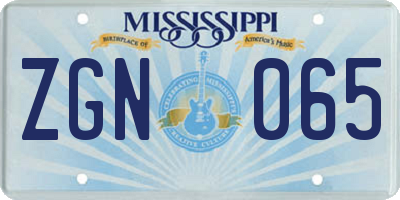 MS license plate ZGN065