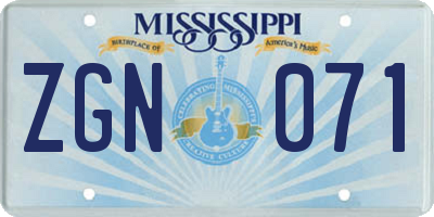 MS license plate ZGN071