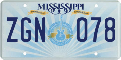 MS license plate ZGN078
