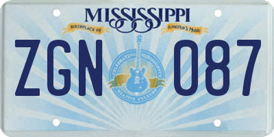 MS license plate ZGN087