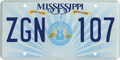MS license plate ZGN107