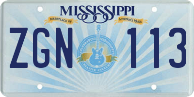 MS license plate ZGN113