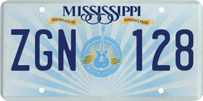 MS license plate ZGN128