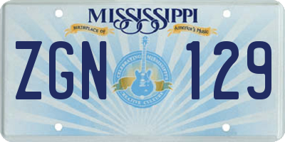 MS license plate ZGN129
