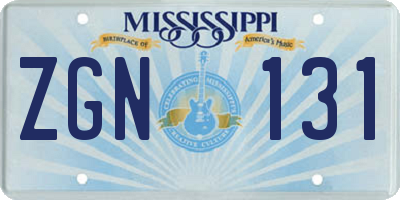MS license plate ZGN131