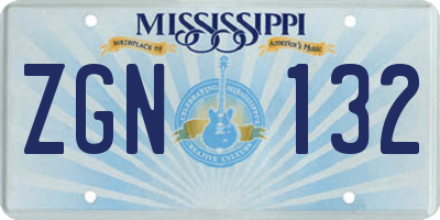 MS license plate ZGN132