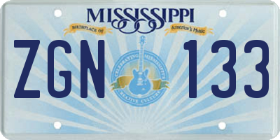 MS license plate ZGN133