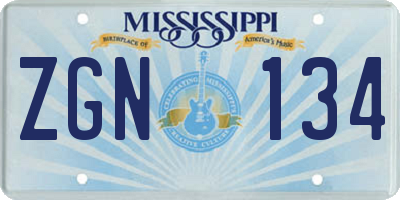 MS license plate ZGN134