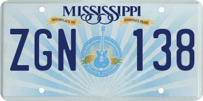 MS license plate ZGN138