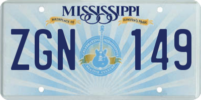 MS license plate ZGN149