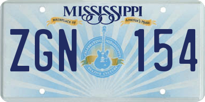 MS license plate ZGN154