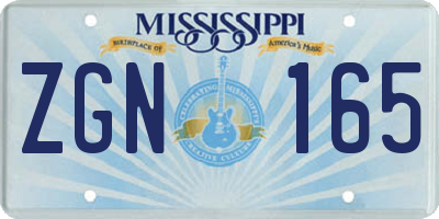 MS license plate ZGN165