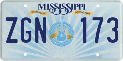 MS license plate ZGN173