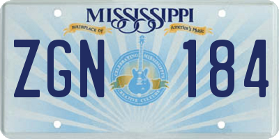 MS license plate ZGN184