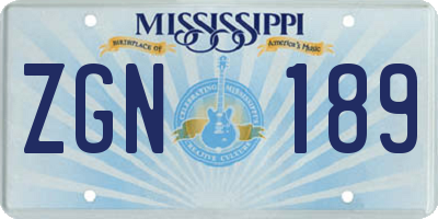 MS license plate ZGN189