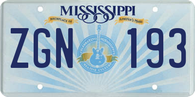 MS license plate ZGN193