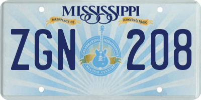 MS license plate ZGN208