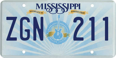 MS license plate ZGN211