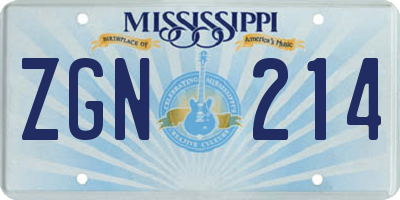 MS license plate ZGN214
