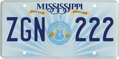 MS license plate ZGN222