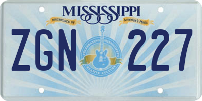 MS license plate ZGN227