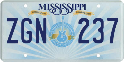 MS license plate ZGN237