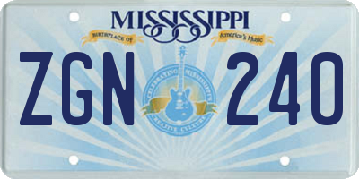 MS license plate ZGN240