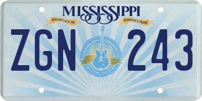 MS license plate ZGN243