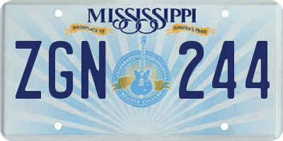 MS license plate ZGN244