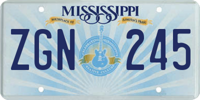 MS license plate ZGN245