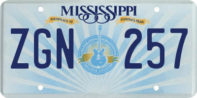 MS license plate ZGN257