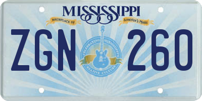 MS license plate ZGN260