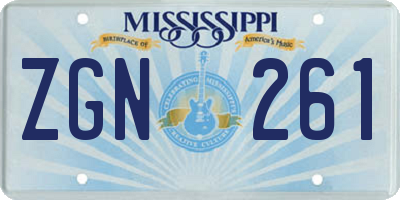 MS license plate ZGN261