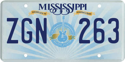 MS license plate ZGN263