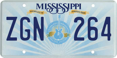 MS license plate ZGN264