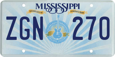 MS license plate ZGN270
