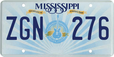 MS license plate ZGN276