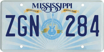 MS license plate ZGN284