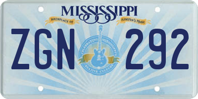 MS license plate ZGN292