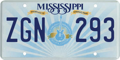 MS license plate ZGN293