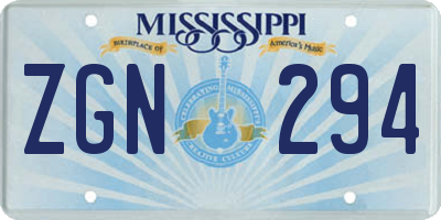 MS license plate ZGN294