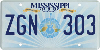 MS license plate ZGN303