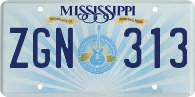MS license plate ZGN313