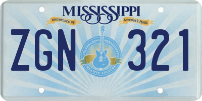 MS license plate ZGN321
