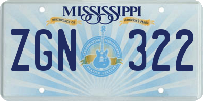 MS license plate ZGN322