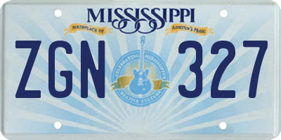 MS license plate ZGN327