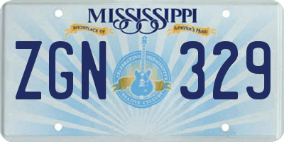 MS license plate ZGN329